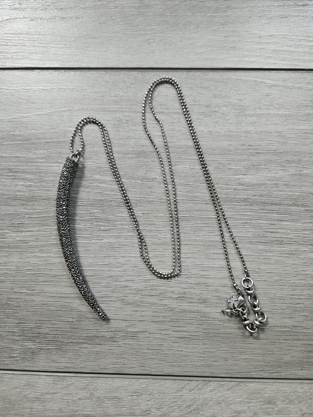 Source Unknown Silver-Tone Pave Spike Pendant Necklace